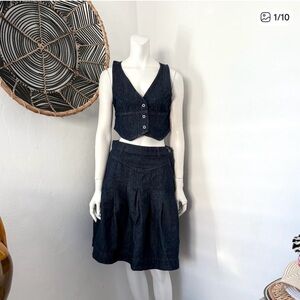 Free People Denim Skirt and Vest set